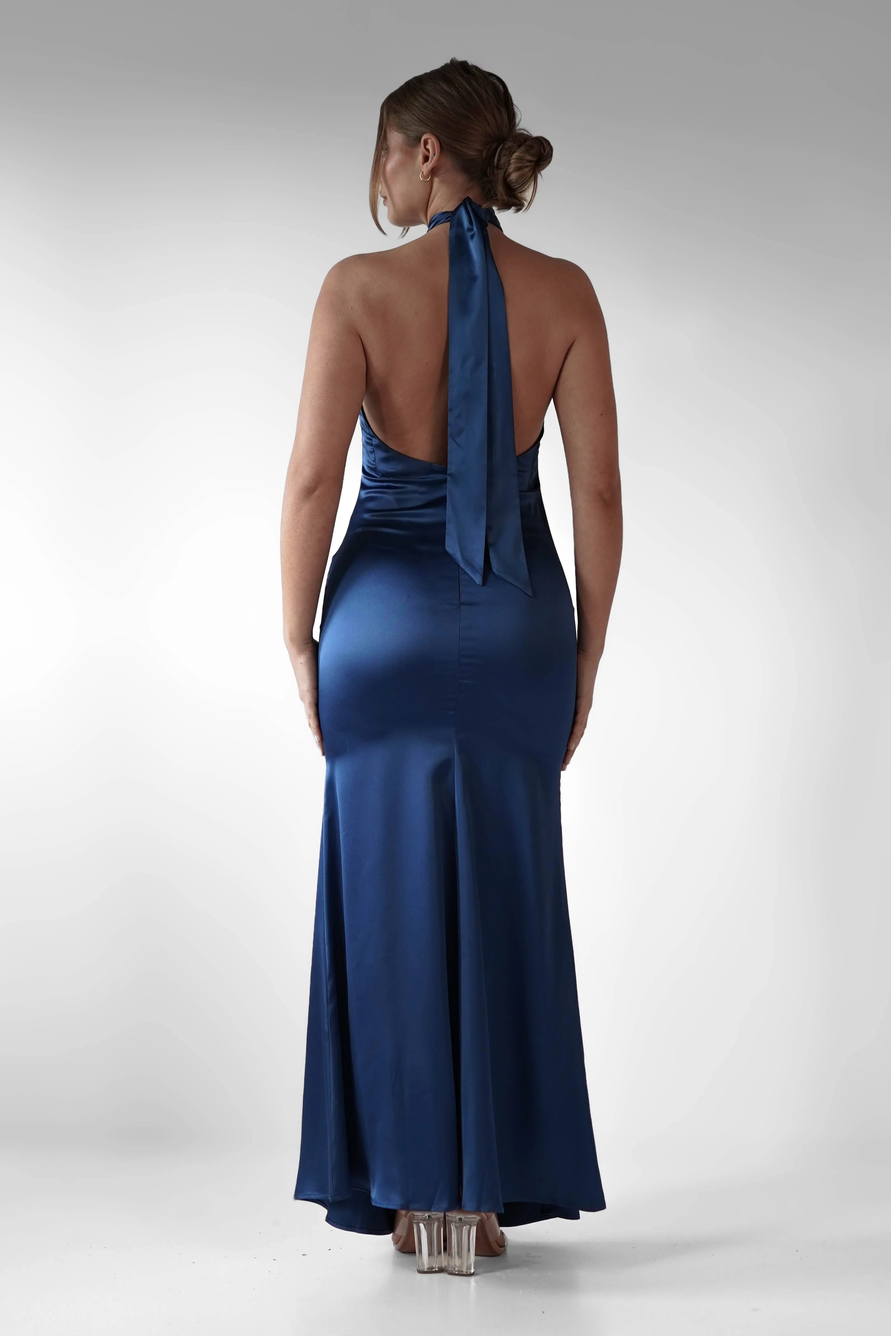 Weitese Dress Elegant Halter Neck Maxi Gown Backless Ankle-Length Sleeveless Mermaid Prom Dress